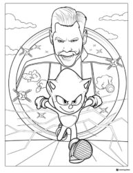 Sonic Running from Robotnik Coloring Page