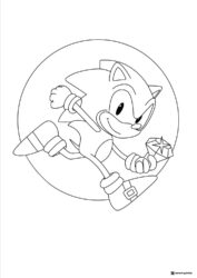 Sonic Running with Chaos Emerald Coloring Sheet
