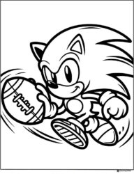 Sonic Running with Football Coloring Page