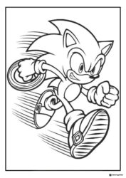 Sonic Running with Gold Ring Coloring Page