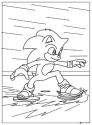 Sonic Running with Speed Lines Coloring Page