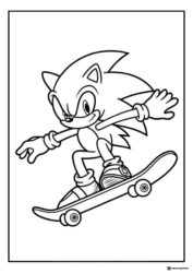 Sonic Skateboarding Mid Air Coloring Page