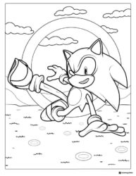 Sonic Sliding on Ground Coloring Page