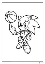 Sonic Spinning Basketball on Finger Coloring Sheet