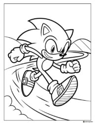 Sonic Sprinting Across Hills Coloring Page with Motion