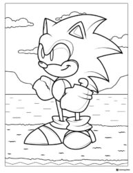 Sonic Standing by Water Scene Coloring Page