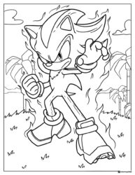 Sonic Striking a Pose Coloring Sheet with Palm Tree Backdrop