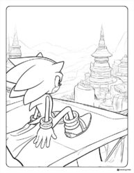 Sonic Surveying Cityscape Coloring Page
