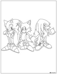 Sonic Tails and Knuckles group coloring page 1