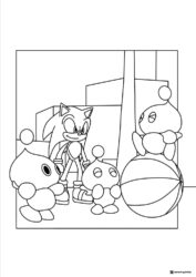 Sonic and Chaos with Beach Ball Coloring Page