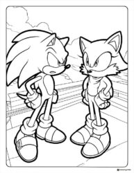 Sonic and Fox Character Coloring Page standing face to face