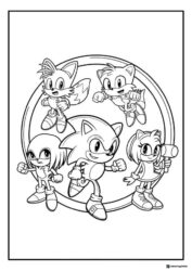 Sonic and Friends in Action Circle Coloring Sheet