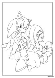 Sonic and Knuckles Action Pose Coloring Page