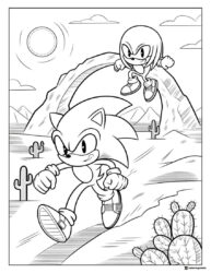 Sonic and Knuckles Coloring Page in Desert Canyon Scene