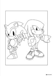 Sonic and Knuckles Standing Together Coloring Page