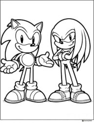 Sonic and Knuckles Standing Together Coloring Sheet