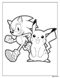 Sonic and Pikachu Coloring Sheet in Motion
