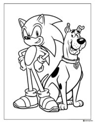 Sonic and Scooby Doo Coloring Page Standing Confidently