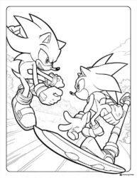 Sonic and Shadow Coloring Page with a sword