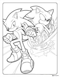 Sonic and Shadow Coloring Page with energy effects