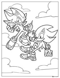 Sonic and Shadow Coloring Sheet Holding Chaos Emeralds
