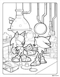 Sonic and Shadow Coloring Sheet in a Science Lab