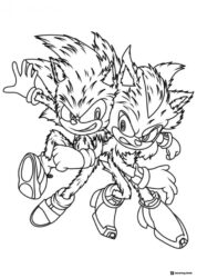 Sonic and Shadow Duo Coloring Page