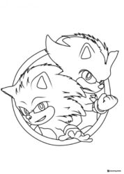 Sonic and Shadow Heads in Circle Coloring Sheet