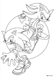 Sonic and Shadow in Dynamic Action Poses Coloring Sheet