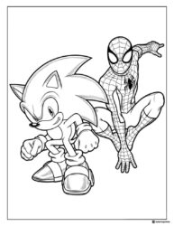 Sonic and Spider Man Coloring Sheet in Action Mode