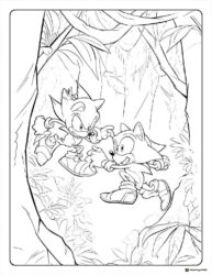 Sonic and Tails Coloring Page in a jungle setting