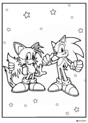 Sonic and Tails Coloring Page with Stars