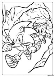 Sonic and Tails Escape Cave Coloring Sheet