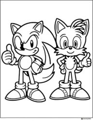 Sonic and Tails Giving Thumbs Up Together Coloring Sheet