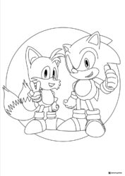 Sonic and Tails Posing Together Coloring Page