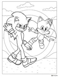 Sonic and Tails Walking Together Coloring Page