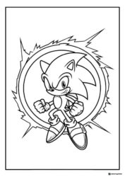 Sonic in Powerful Energy Circle Coloring Page