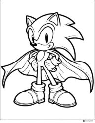 Sonic in a Heroic Cape Standing Confidently Coloring Sheet