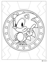 Sonic in star ring frame coloring page