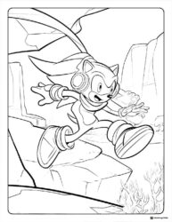 Sonic with Headphones Coloring Page mid jump