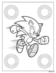 Speeding Sonic Coloring Page Surrounded by Bold Rings