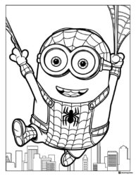 Spider Man Minion Swining Coloring Sheet