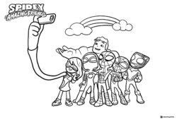 Spidey Amazing Friends Coloring Page taking a group selfie