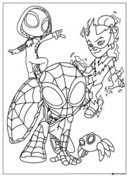 Spidey Amazing Friends Coloring Page with multiple characters
