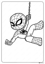 Spidey Hanging Web Slinging Coloring Page