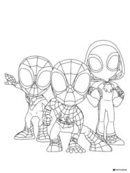 Spidey Team Posing Coloring Page