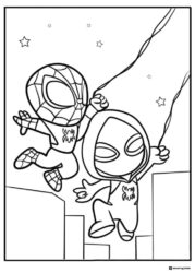 Spidey and Ghost Spider Web Slinging Coloring