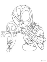 Spidey and Spin Action Pose Coloring Page