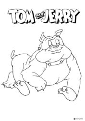 Spike the bulldog lying down with Tom and Jerry title
