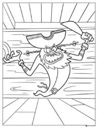 SpongeBob Coloring Page Flying Dutchman with sword and hook